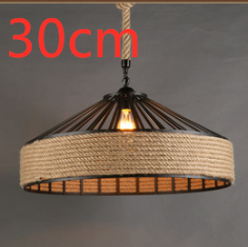 Vintage American Hemp Rope Wrought Iron Ceiling Lamp