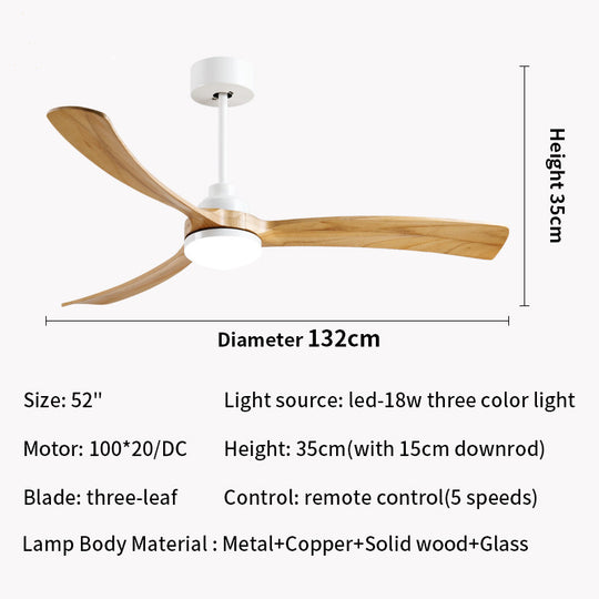 Whimsical Wooden Ceiling Fan with Color-Changing LED Lamp