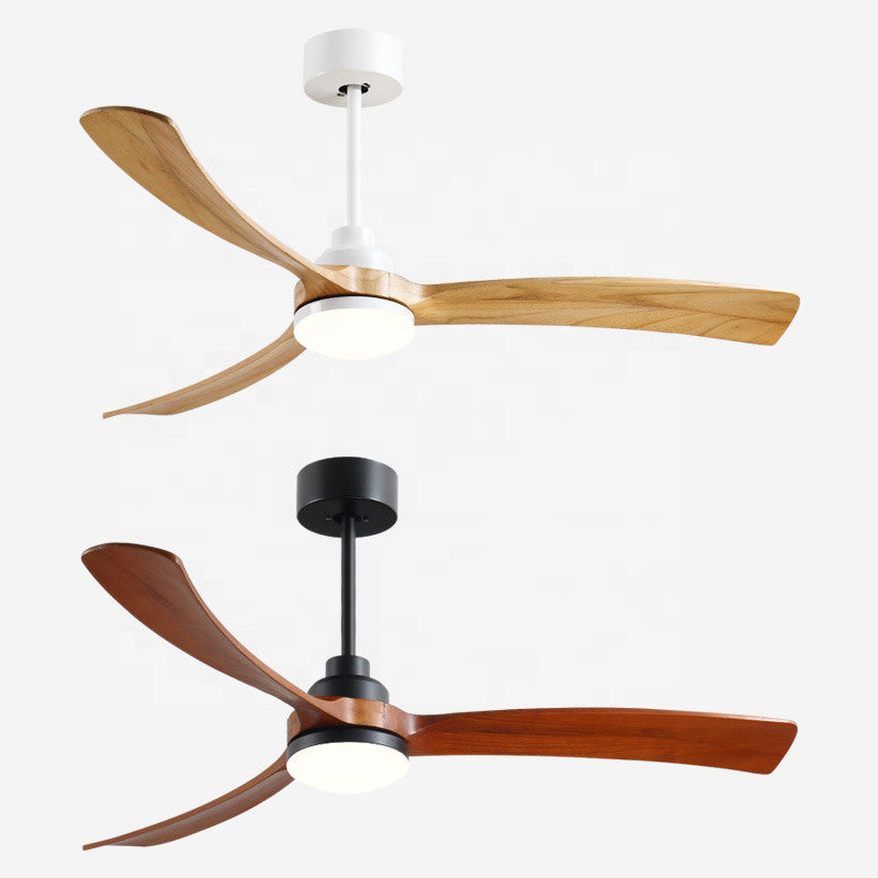 Whimsical Wooden Ceiling Fan with Color-Changing LED Lamp
