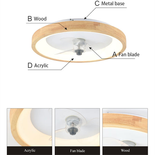 Household Fan Nordic Log Ceiling Lamp