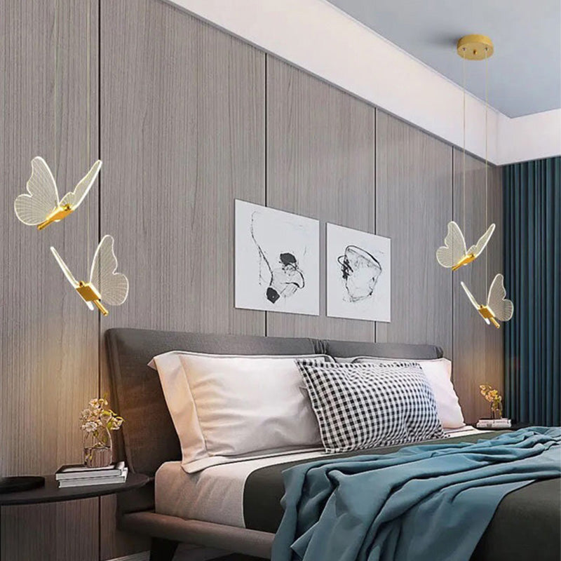 Long Line Modern Minimalist Bedroom Butterfly Bedside Chandelier Lamp