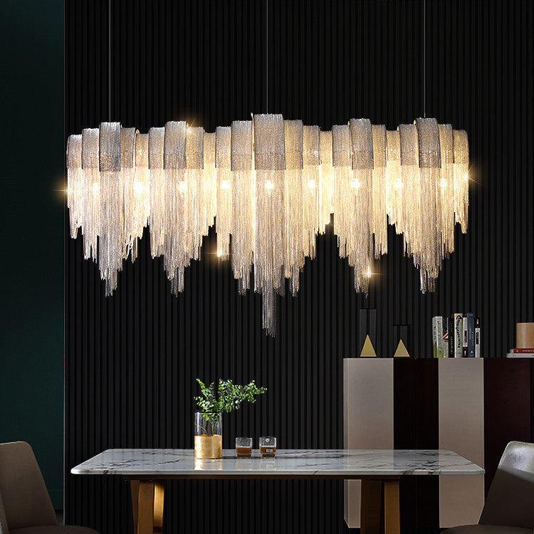 Silver Cascade Tassel Grand Chandelier