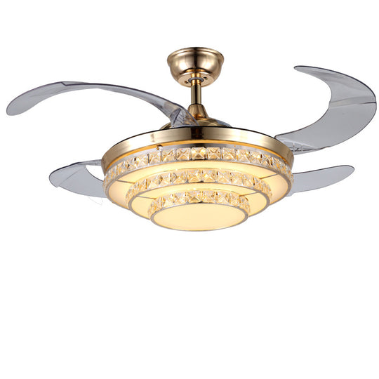 Simple Frequency Conversion Crystal Ceiling Fan Lamp