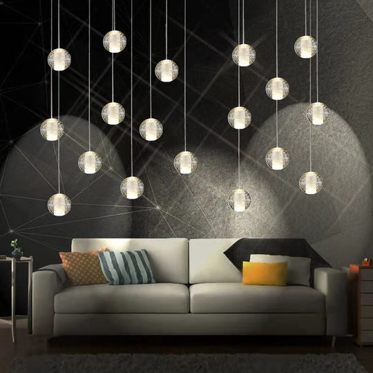 Meteor Shower Crystal Bubble Chandelier Villa Stair