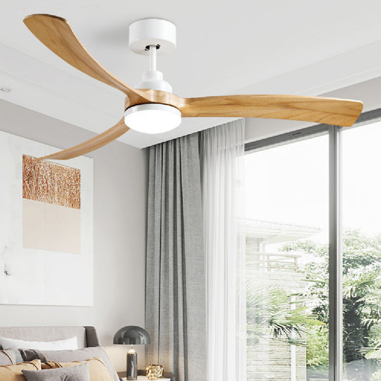Whimsical Wooden Ceiling Fan with Color-Changing LED Lamp