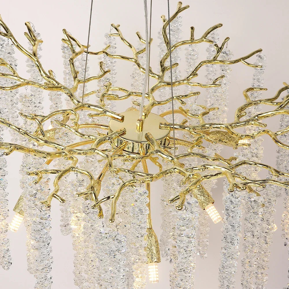 Long Modern Luxury Crystal Chandelier Branch Ceiling Crystal Chandelier Gold For Kitchen Dining Living Room Bedroom Chandeliers