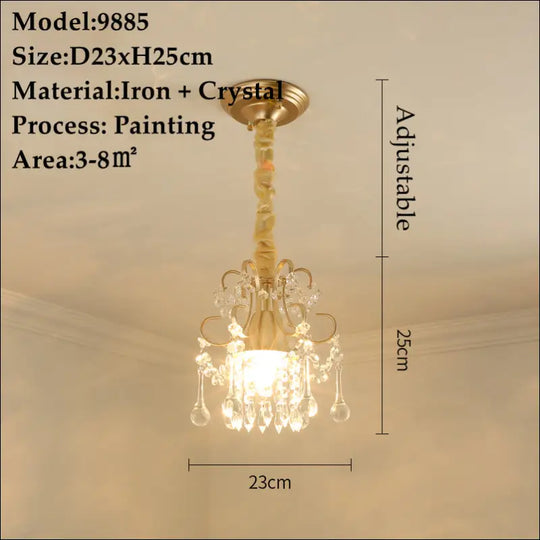 Petite Bronze Iron and Crystal Chandelier - Nine Elegant Designs