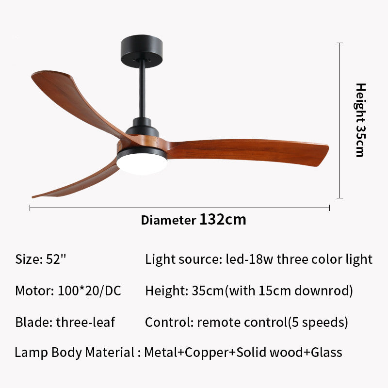 Whimsical Wooden Ceiling Fan with Color-Changing LED Lamp