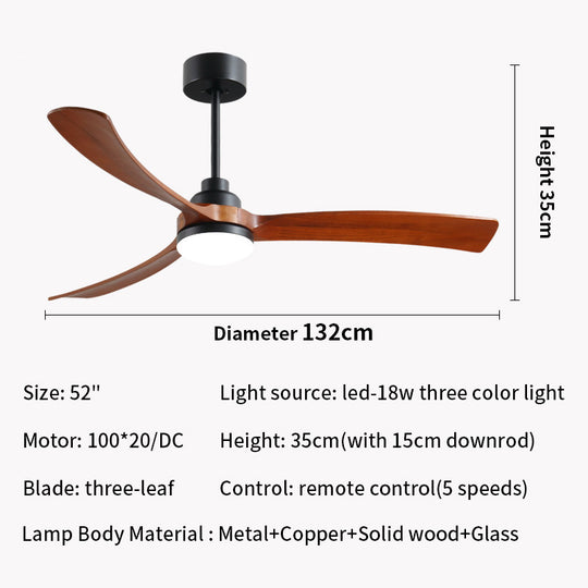 Whimsical Wooden Ceiling Fan with Color-Changing LED Lamp