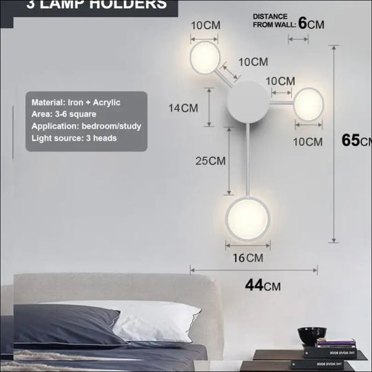 Contracted Bedroom Bedside Lamp Designer Wall Lamp