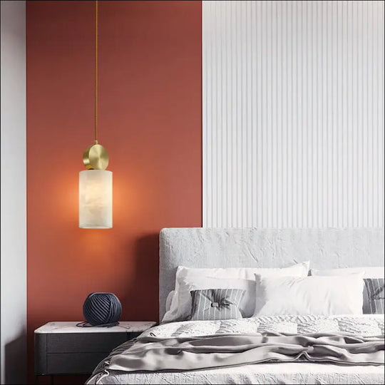 Creative Personality Bedroom Bedside Natural Marble All Copper Chandelier