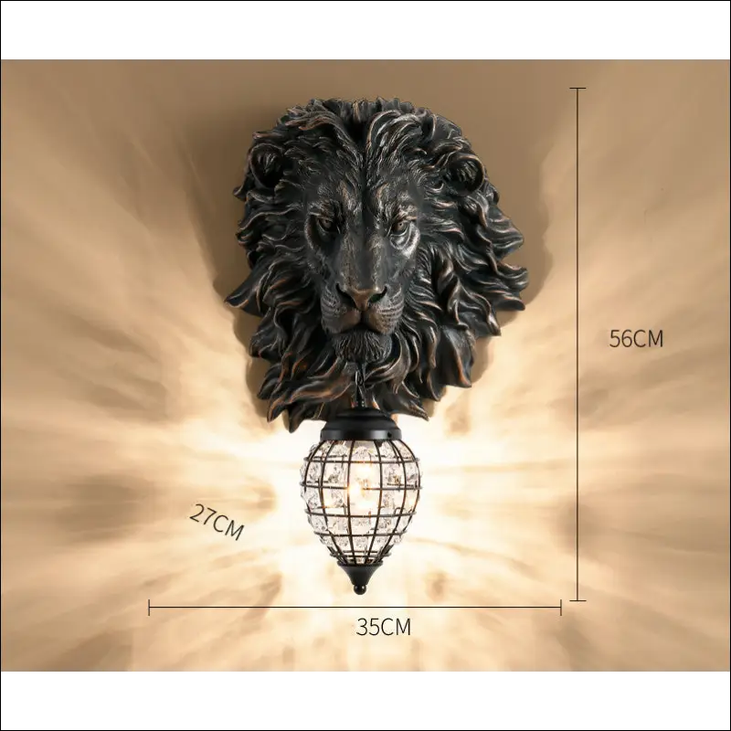 Creative Resin Lion Head Wall Lamp Decoration