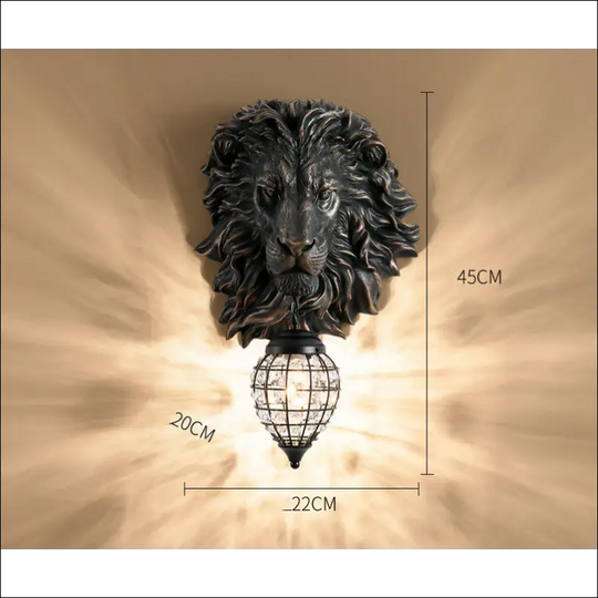 Creative Resin Lion Head Wall Lamp Decoration