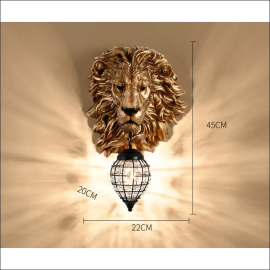 Creative Resin Lion Head Wall Lamp Decoration