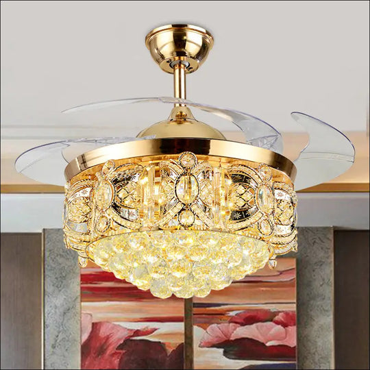 Crystal LED Ceiling Fan Light For Restaurant