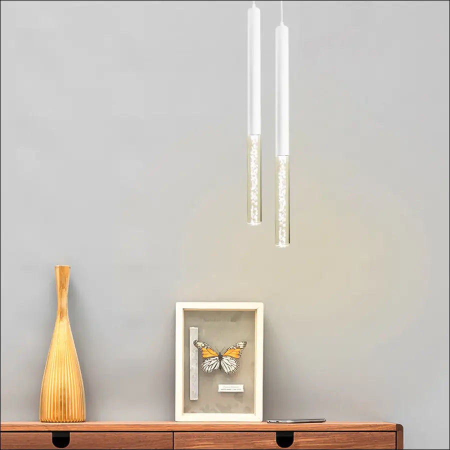 Cylindrical Long Tube Chandelier With Bubble LED