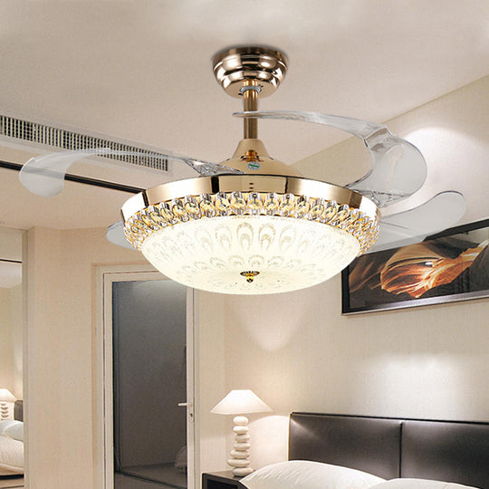 Simple Frequency Conversion Crystal Ceiling Fan Lamp