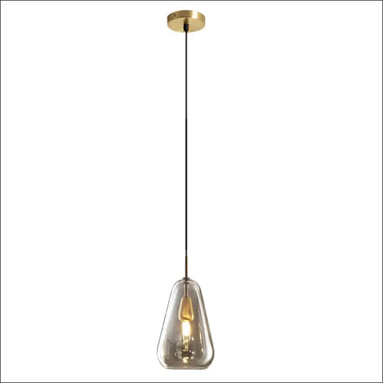 Long Line All Copper Ceiling Single Head Light Luxury Glass Art