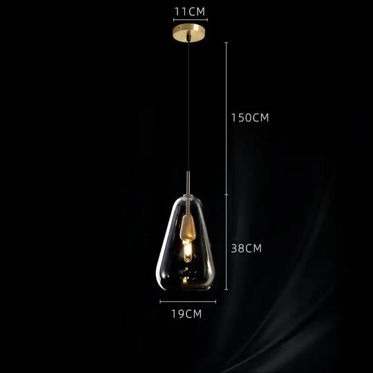 Long Line All Copper Ceiling Single Head Light Luxury Glass Art