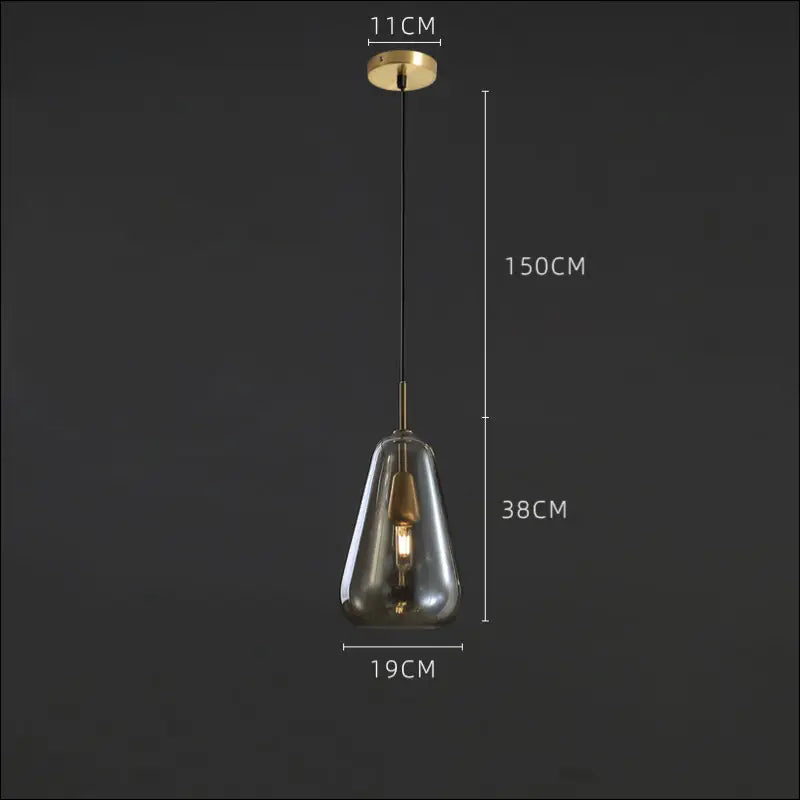 Long Line All Copper Ceiling Single Head Light Luxury Glass Art