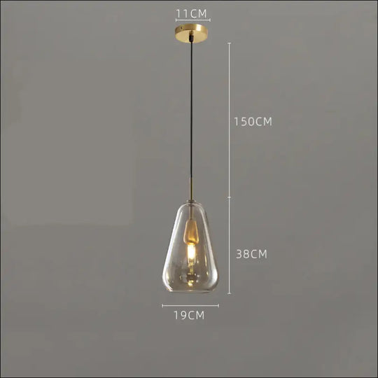 Long Line All Copper Ceiling Single Head Light Luxury Glass Art