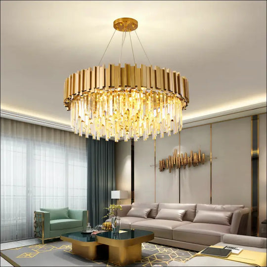 Modern Minimalist Light Luxury Crystal Living Room Glass Round Lamps