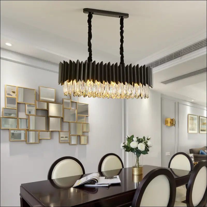 Modern Simple Black Crystal Living Room Lighting