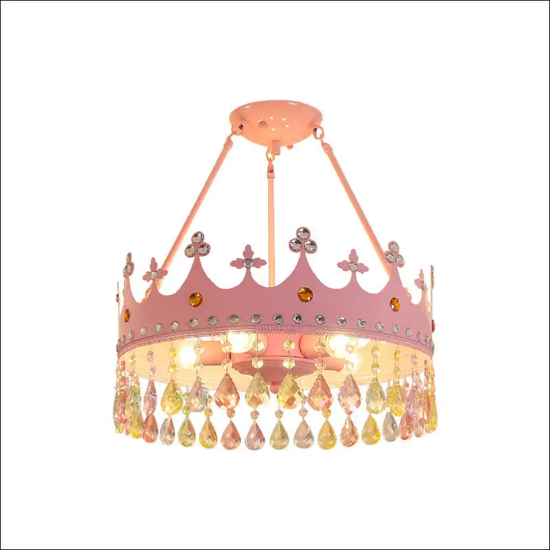 Nordic Led Crystal Chandelier Cartoon Crown Dimming