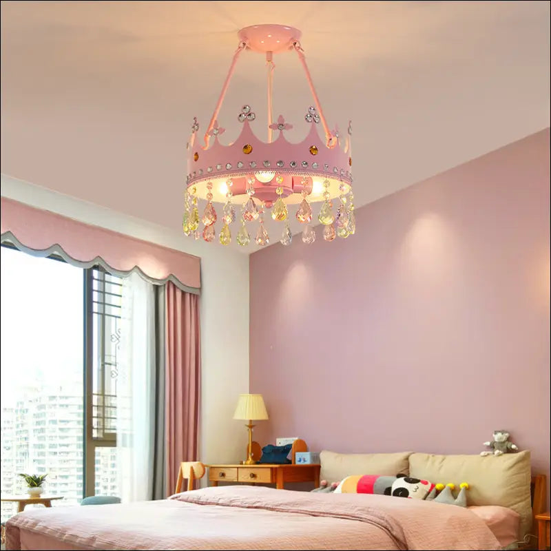 Nordic Led Crystal Chandelier Cartoon Crown Dimming