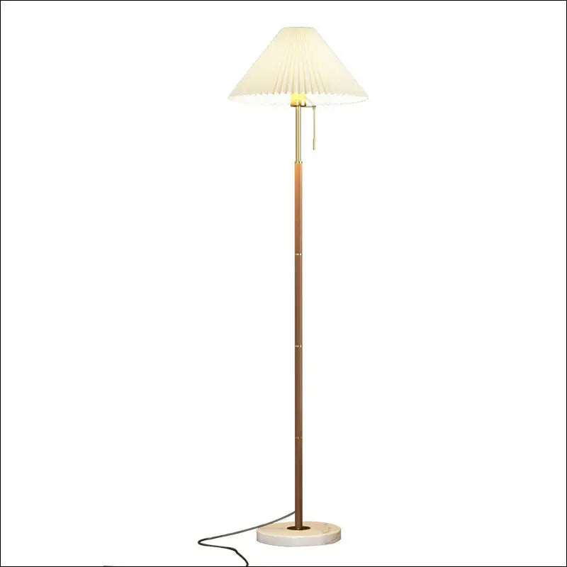 Retro Light Luxury Wood Grain Simple Pleated Floor Lamp Bedroom Bedside Sofa Study Floor Lamp