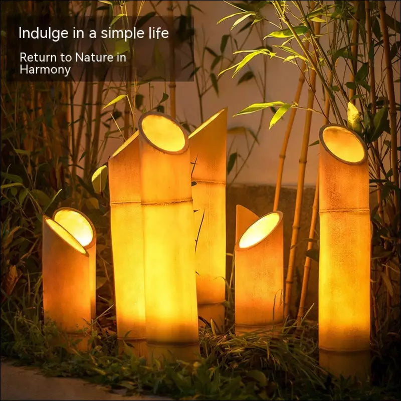 Solar outdoor waterproof simulation bamboo lamp garden