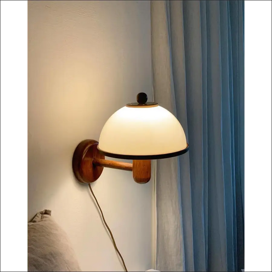 Solid Wood Wall Lamp Glass Bedroom Living Room Decoration