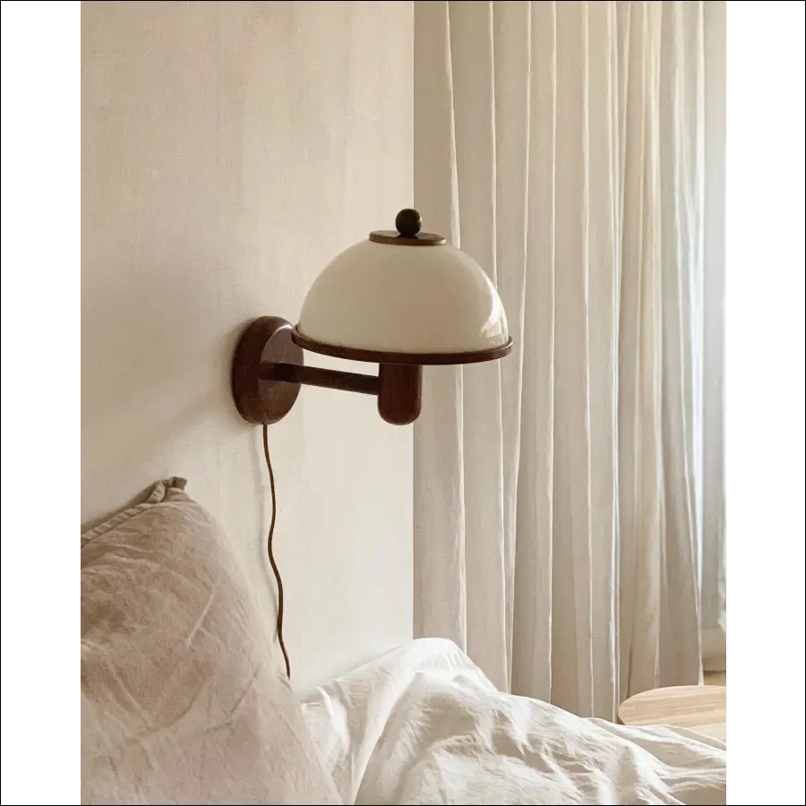 Solid Wood Wall Lamp Glass Bedroom Living Room Decoration