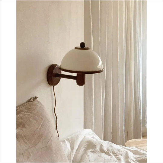 Solid Wood Wall Lamp Glass Bedroom Living Room Decoration