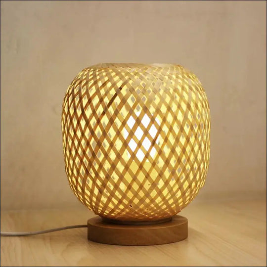 Ins Wind Warm Nordic Bamboo Strip Woven Simple Net Red Homestay Decorative Table Lamp